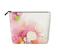 Color Fragment Paper Single-Layer Linen-Look Makeup Pouch with Zipper Ensuring for Your Daily or Travel Needs