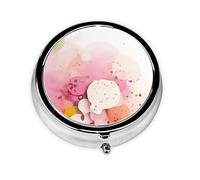 Color Fragment Paper Take-Along Pill Box, Portable Round Pill Box, fits in Your Purse Pocket Lightweight 3 Compartment Pill Box,