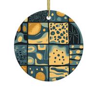 Color fusion of sugar cubes Print Ceramic Christmas Tree Hanging Ornaments – Round Decorative Keepsake for Xmas, Home, Party, Holiday