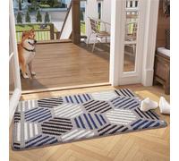 Color G Dirt Trapper Door Mat Indoor, Front Door Mat Inside Machine Washable, Super Absorbent, Non-slip Floor Mat for Entrance, Shoes and Muddy Paws- 80 x 120 cm, Navy