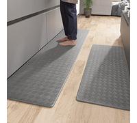 Color G Kitchen Rug 45 x 75 + 44 x 150 cm, Anti Fatigue Kitchen Mats Non Slip, Oil Resistant, Waterproof Leather Kitchen Carpet Runners for Kitchen, Dining Room, Living Room, Office (Grey)
