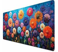 Color Gaming Mouse Pad Flowers Large Mouse Mat 32" x 12" Washable Mousepad, Office Accessories, Mousepad with Non-Slip Base and Stitched Edge, Keyboard Mat for Home Office Gaming Room Decor -XZ76Z