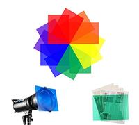 Color Gel Filter, 12 Pcs Transparent Correction Lighting Gel Filter Sheet Colored Overlays Transparency Color Film Plastic Sheets, for Led Landscape Lights or Reading