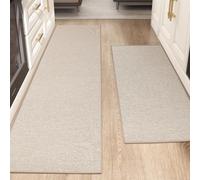 COLOR&GEOMETRY 2 Pieces Kitchen Rugs, Woven Non Slip Washable, Kitchen Runner Absorbent, Easy to Clean, Carpet Runner Rugs for Hallway(43x75cm+43x150cm,Khaki)
