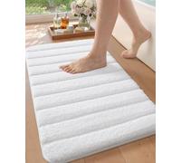 COLOR&GEOMETRY Bath Mat Non Slip 61 x 110 cm,Quick Dry Extra Soft Bathroom Mat for Bathroom Accessories,Microfiber Absorbent Bath Mats for Bathroom,Washable Shower Floor Rugs,White