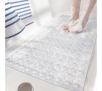 COLOR&GEOMETRY Bath Mat Non Slip Anti Mould, Long Shower Mat for Inside Bath, Bathtub Mat with Suction Cups and Drain Hole, Machine Washable, Quick Dry, Bathroom Mat for Kids, Elderly - 40x88cm, Clear