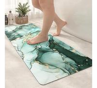 COLOR&GEOMETRY Bathroom Mat Non Slip Washable, Diatomite Stone Bath Mat Quick Dry, Super Absorbent, Durable Green Bath Mat, Long Marble Bath Mats for Bathroom, Bathtub, Sink - 43x110cm