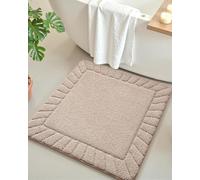 COLOR&GEOMETRY Beige Bathroom Rugs, Non Slip, Absorbent, Soft, Washable, Thick Bath Mat, 60x60cm, Square