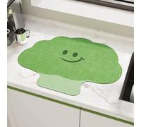 COLOR&GEOMETRY Cute Dish Drying Mat, 30x40cm Non-Slip & Quick Dry Absorbent Draining Mat, Heat Resistant Mat for Kitchen, Light Green