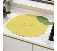COLOR&GEOMETRY Cute Dish Drying Mat 40x50cm, Non-Slip Coffee Mat, Quick Dry Kitchen Absorbent Draining Mat, Heat Resistant Mat for Kitchen Countertop, Pet Feeding Mat - Yellow