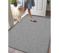 COLOR&GEOMETRY Dirt Trapper Door Matts Indoor 61x91 cm, Indoor Door Mat Non Slip, Front Door Mat Heavy Duty, Absorbent Doormats Inside for Entrance, Muddy Paws, Light Grey (Rolled-up NO Creases)