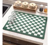 COLOR&GEOMETRY Dish Drying Mat 30x40cm, Super Absorbent Draining Board Mat, Non Slip Coffee Machine Mat, Quick Dry Kitchen Mat, Counter Protector Drainer Mat For Kitchen, Worktop, Counter, Bar (Green)