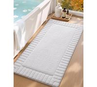 COLOR&GEOMETRY Extra Soft Large Bath Mat Non Slip 60 x 110 cm, Bathroom Mat Absorbent Washable, White Bathroom Rugs for Outside Shower Bathtub