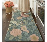 COLOR&GEOMETRY Floral Kitchen Mat 60x150cm, Anti Fatigue Mats for Kitchen Floor, Kitchen Rugs Non Slip, Waterproof & Oil Proof Kitchen Runner for Standing Desk Office, Sink - Dusty Blue