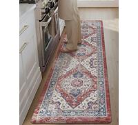 COLOR&GEOMETRY Kitchen Floor Mats Anti Fatigue, Cushioned Boho Rugs,Waterproof Non Slip Kitchen Runner for Sink, Standing Mats for Office,60x150cm,Red