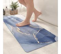 COLOR&GEOMETRY Non Slip Washable Bath Mat, Diatomite Stone, Super Absorbent, Blue, Long Marble - 43x110cm