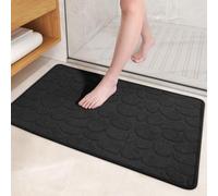 COLOR&GEOMETRY Rubber Backed Bath Mat 60 x 90 cm, Non Slip Thin Bathroom Mat Quick Dry, Machine Washable, Absorbent Bath Mats for Bathroom, Tub and Shower - Black