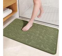 COLOR&GEOMETRY Rubber Backed Bath Mat 60 x 90 cm, Non Slip Thin Bathroom Mat Quick Dry, Machine Washable, Absorbent Bath Mats for Bathroom, Tub and Shower - Green
