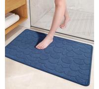 COLOR&GEOMETRY Rubber Backed Bath Mat 60 x 90 cm, Non Slip Thin Bathroom Mat Quick Dry, Machine Washable, Absorbent Bath Mats for Bathroom, Tub and Shower - Blue