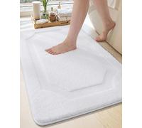 Color&Geometry Soft and Practical Style Shower Rug, 61x110cm Ultra Absorbent, Non Slip Bathroom Mat & Shower Mat. Ideal for Enhancing Your Bathroom's Aesthetic and Functionality (White)