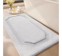 Color&Geometry Soft and Practical Style Shower Rug, 61x152cm Ultra Absorbent, Non Slip Bathroom Mat & Shower Mat. Ideal for Enhancing Your Bathroom's Aesthetic and Functionality (White)