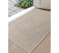 COLOR&GEOMETRY Ultra Thin Indoor Door Mat 81 x 122 cm, Machine Washable Front Door Mat Non Slip, Low Profile Entrance Mat Indoor, Absorbent Carpet for Inside, Entry, Entryway, Khaki (FOLD)