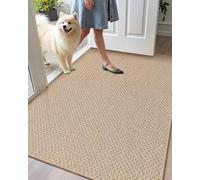 COLOR&GEOMETRY Ultra-Thin Indoor Door Mat Entrance, 90x140cm, Woven Khaki