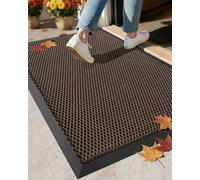 COLOR&GEOMETRY Waterproof Outdoor Mat Heavy Duty Rubber Mats for Outside, Low-Profile Dirt Resist Front Door Mat Outside Entrance, Non-Slip Welcome Mats for Front Door, 43x76cm Brown