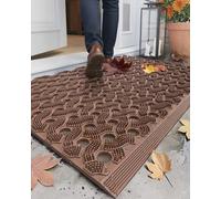 COLOR&GEOMETRY Zero Odor All TPE Front Door Mat Outside Heavy Duty Entrance Doormat, Eco-Friendly, No Maintenance, Slip-Resistant Outdoor Mat for Front Door, Patio, Garage, 43x75cm Brown