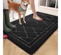 Color&GeometryColor G Dirt Trapper Door Mat, 45 x 80 cm, Front Door Mat for Indoor and Outdoor, Machine Washable Floor Mat, Heavy Duty Non-Slip Entrance Rug, Super Absorbent Door Mat Carpet (Black)