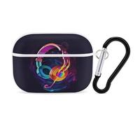 Color Gradient Music Earbuds Organizer Shockproof Protective Airpods Pro Cover with Carabiner Clip Anti Fall Carrying Earphone Case Cover for Airpods Pro 2nd Generation White