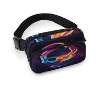 Color Gradient Music Fanny Pack Belt Bag with Adjustable Strap Fashion Waist Bag for Outdoor Sports Hiking