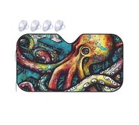 Color Graffiti Octopus Car Windshield Sun Shade Foldable Car Sun Shade Front Windshield Sunshade Windshield Cover Reflective Sun Visor Keep Your Vehicle Cool for Most Sedans SUV Truck