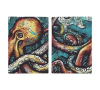 Color Graffiti Octopus Passport Holder for Women Men PU Leather Passport Travel Wallet with Multiple Pockets