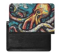Color Graffiti Octopus Passport Holder & Travel Wallet Passport Cover Protector Essentials with Credit Card Slots