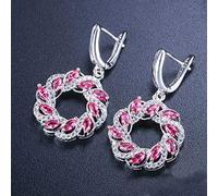 Color Green Blue Cubic Zirconia Crystal Long Dangling Round Big Hoop Earrings For Women Jewelry