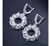 Color Green Blue Cubic Zirconia Crystal Long Dangling Round Big Hoop Earrings For Women Jewelry