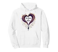 Color Guard Mom - She Spins, I Cheer Captain - Heart Support Pullover Hoodie, Adult Unisex, White, Medium