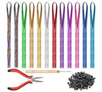 Color Hair Extension,Synthetic Straight Long Hairpiece, 12Pcs Color Hair Extension Wig Piece, 42-inch Synthetic Straight Hair Extension Party Girl's High-Gloss Hairstyle Dress Hair accessories
