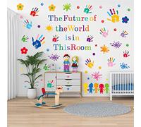 Color Handprint Wall Stickers 7 Sheets/86 Pcs Rainbow Wall Decals for Bedroom Living Room Office Decor Art Sticker Peel and Stick Murals Inspirational Graffiti Sticker Waterproof Vinyl Walles Decal