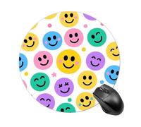 Color Happy Face Mouse Pad Round Laptop Mouse Mat Cute Computer Mousepad Keyboard Pad Non-Slip Desk Pads for Gaming Office Work Home