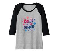 Color Has No Gender: Vibrant Equality Statement Raglan Baseball Tee, Women, Black/Athletic Heather, XL