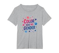 Color Has No Gender: Vibrant Equality Statement T-Shirt, Women's Plus, Heather Grey, 4X