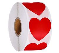 Color Heart Sticker Labels,500 Pieces Heart Sticker 25mm Heart Sticker Labels Rolls Writable Surface Choice Self Adhesive Labels for Calendar Planner Organization Decorations (red)