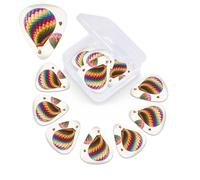 Color Hot Air Balloon Guitar Picks 12 Pack Plectrums with Organizer Box, 3 Different Thickness Includes Thin Medium Heavy Picks