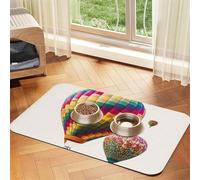 Color Hot Air Balloon Pet Feeding Mat 30x45cm, Absorbent Dog Mat for Food and Water Bowl, PU Leather Cat Food Mat Waterproof Dog Bowl Mats Quick Dry Pet Placemats-No Stains