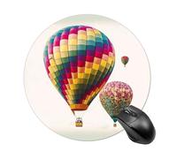 Color Hot Air Balloon Round Mouse Pad, Non-Slip Rubber Base Waterproof Washable, Computer Mouse Mat for Office Gaming Studying, Premium-Textured Durable Portable Circle Mousepad for Desktop PC Noteboo