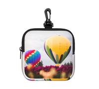 Color Hot Air Balloon Square Zipper Pouch with All-Over Print,Waterproof Small Organizer Bag, Lightweight Durable for Coins,Cards, Keys for Travel Daily Use
