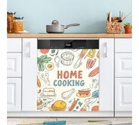 Color Illustrations Dishwasher Magnet Cover for Door Front, Large Metal Decorative Kitchen Dishwasher Panel Decal Refrigerator Magnetic Decor Sticker 58 x 66 CM