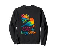 Color In Every Chirp Bright Finch Colorful Songbird Sweatshirt